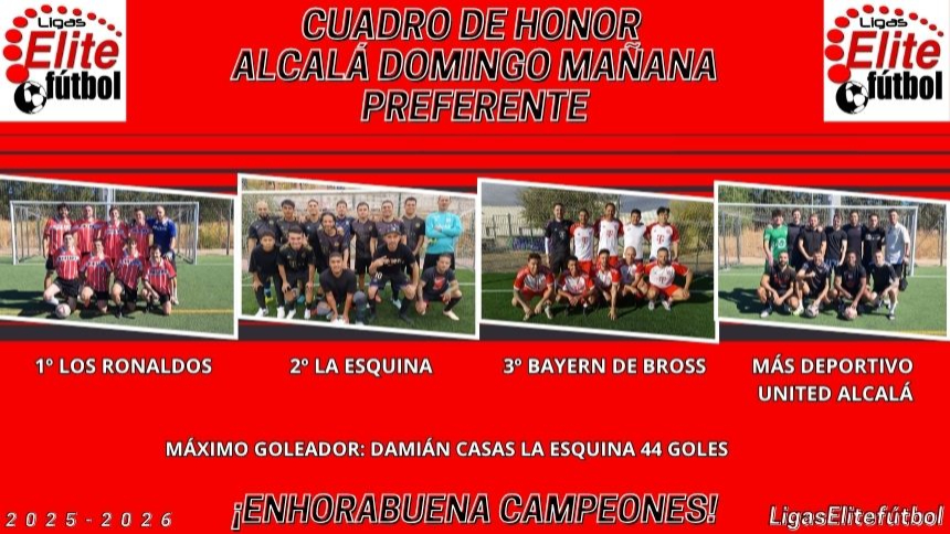 CUADRO DE HONOR ALCALÁ DOMINGOS MAÑANA PREFERENTE